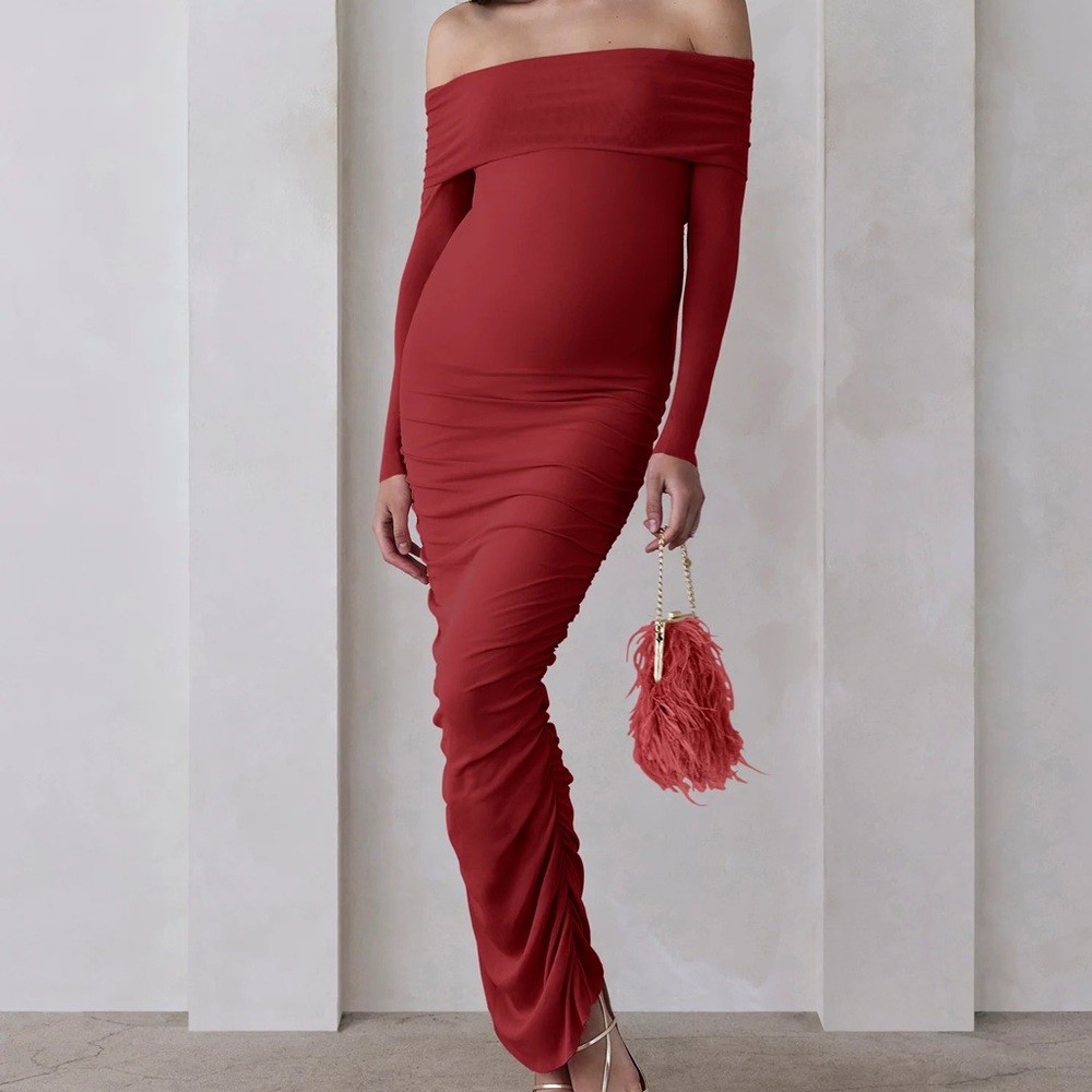 BUMPSUIT Off the Shoulder Soft Mesh Dress (M)